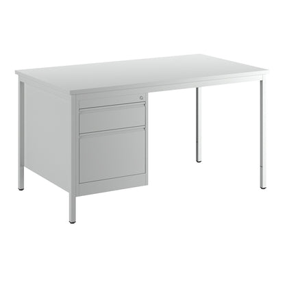 Foreman's desk, light grey, drawers 1 x 140 mm, 1 x 280 mm, WxD 1400 x 800 mm.