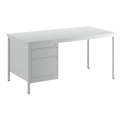 Foreman's desk, light grey, drawers 1 x 140 mm, 1 x 280 mm, WxD 1600 x 800 mm.