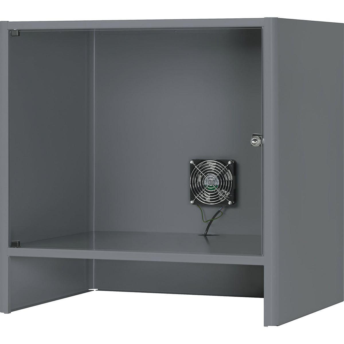 Monitor housing with integrated ventilation fan, HxWxD 710 x 720 x 550 mm, metallic charcoal.