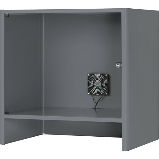 Monitor housing with integrated ventilation fan, HxWxD 710 x 720 x 550 mm, metallic charcoal.