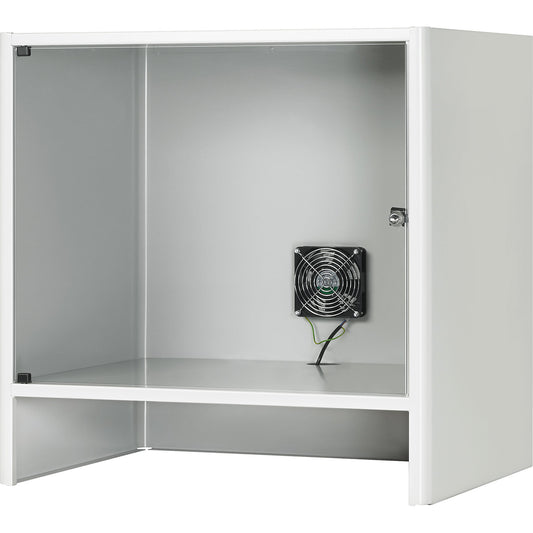 Monitor housing with integrated ventilation fan, HxWxD 710 x 720 x 550 mm, light grey RAL 7035.