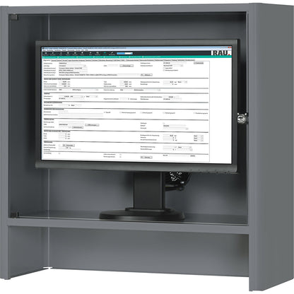 Monitor housing with integrated ventilation fan, HxWxD 710 x 720 x 300 mm, metallic charcoal.