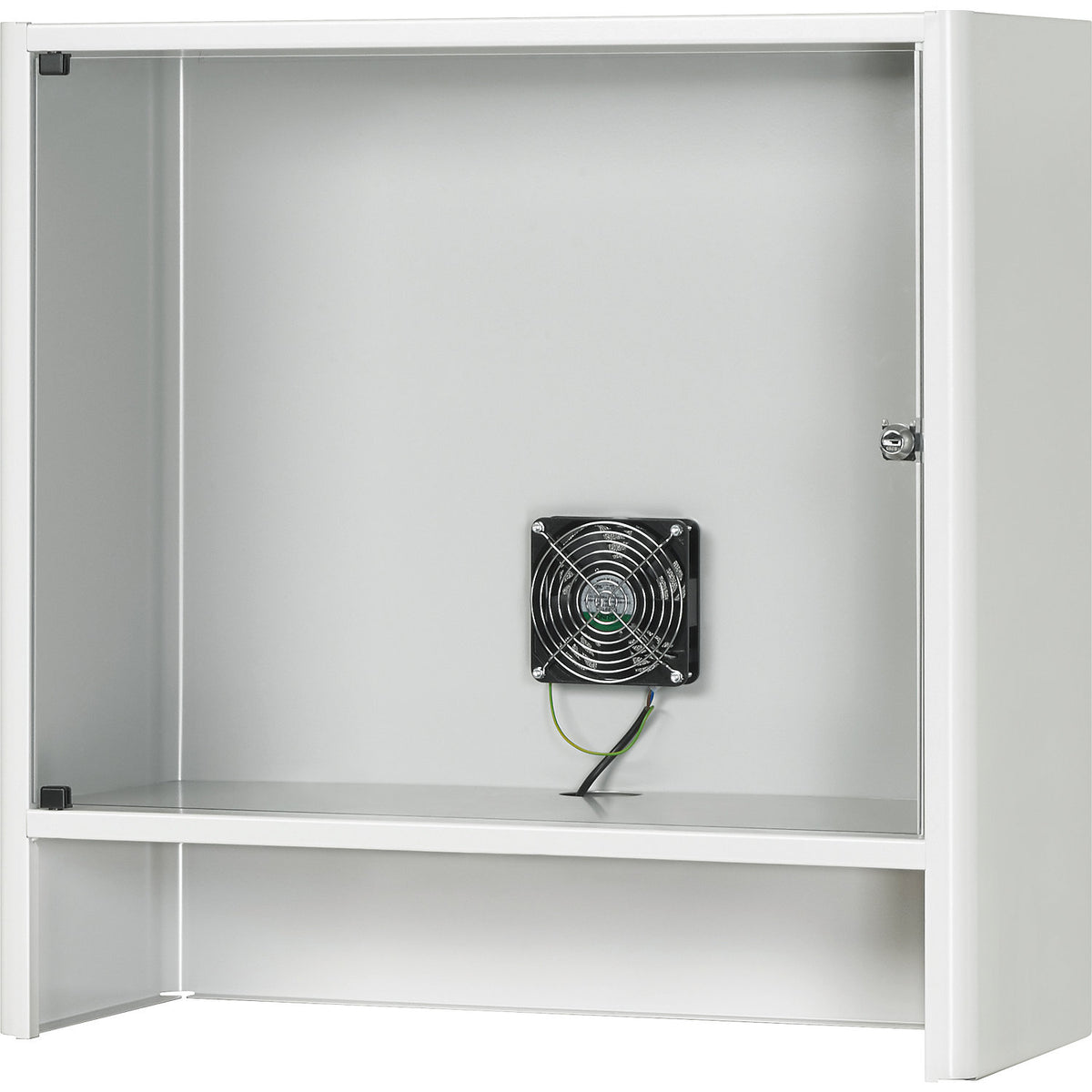 Monitor housing with integrated ventilation fan, HxWxD 710 x 720 x 300 mm, light grey RAL 7035.