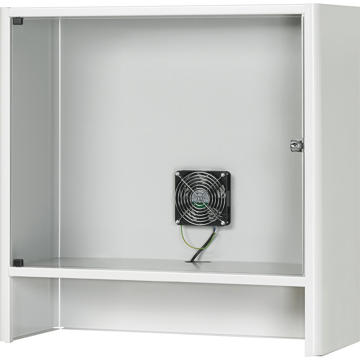 Monitor housing with integrated ventilation fan, HxWxD 710 x 720 x 300 mm, light grey RAL 7035.