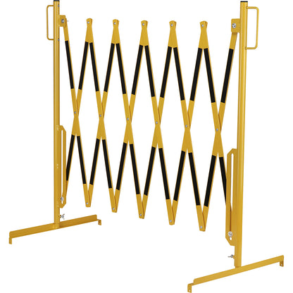 Expanding barrier, with 2 support feet, yellow / black, max. length 3600 mm.