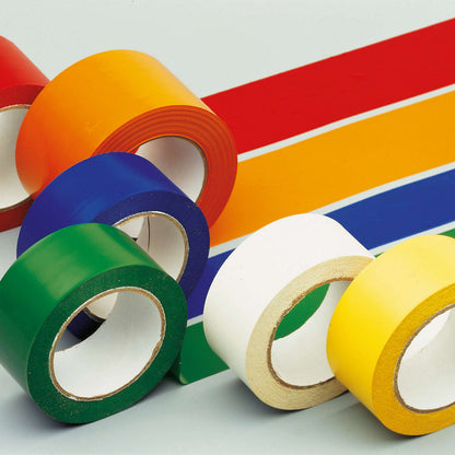 Floor marking tape made of vinyl, single colour, width 50 mm, red, pack of 16 rolls.