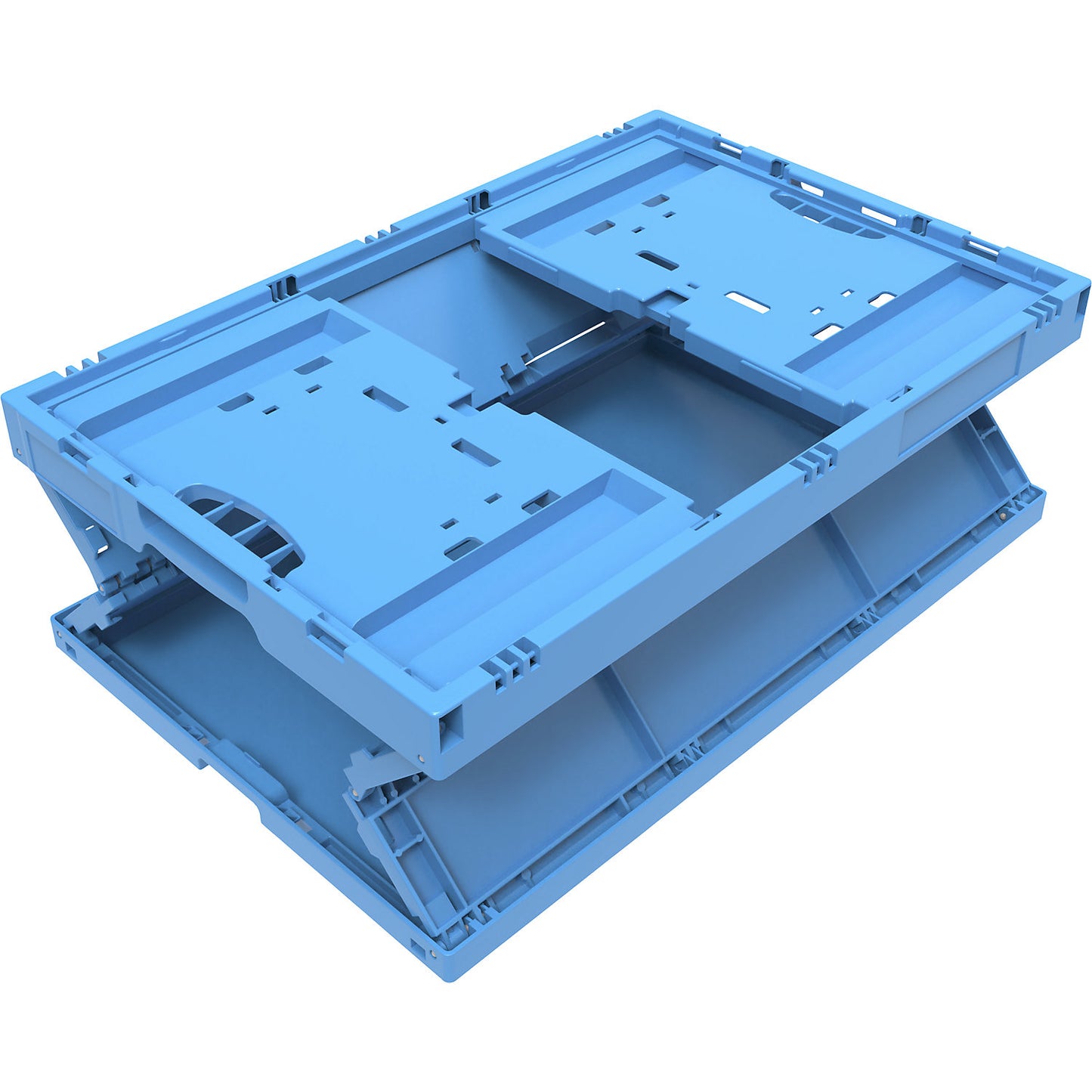 Polypropylene folding box, capacity 49 l, without lid, blue.