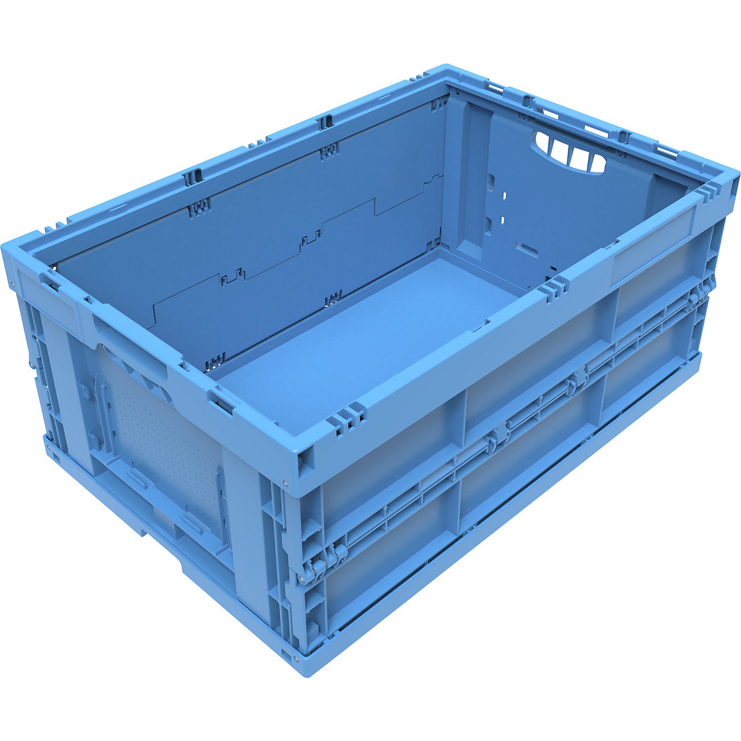 Polypropylene folding box, capacity 49 l, without lid, blue.
