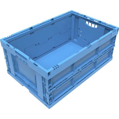 Polypropylene folding box, capacity 49 l, without lid, blue.