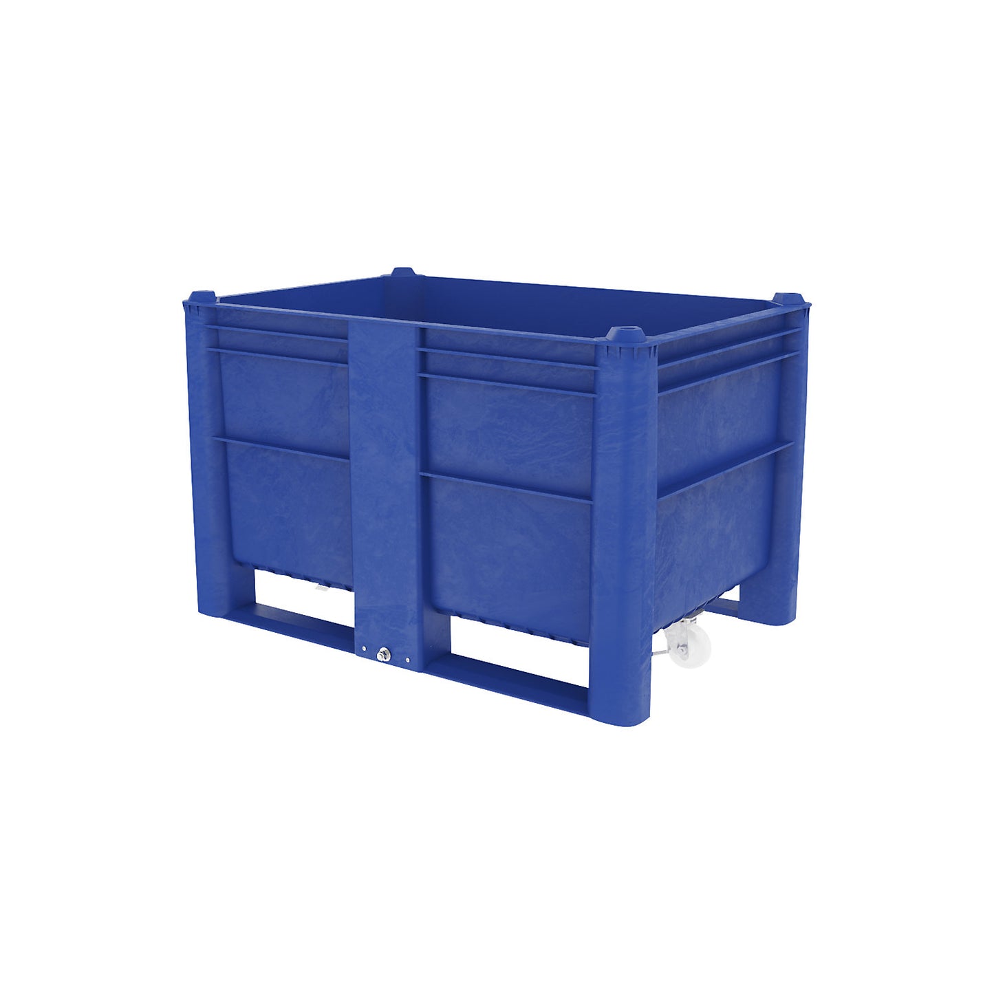 Polyethylene pallet box, capacity 500 l, model with 2 runners, 4 wheels.