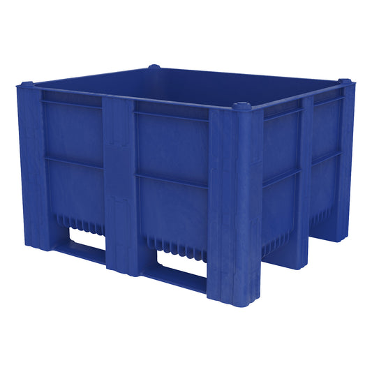 Polyethylene pallet box, capacity 600 l, model with 3 runners.