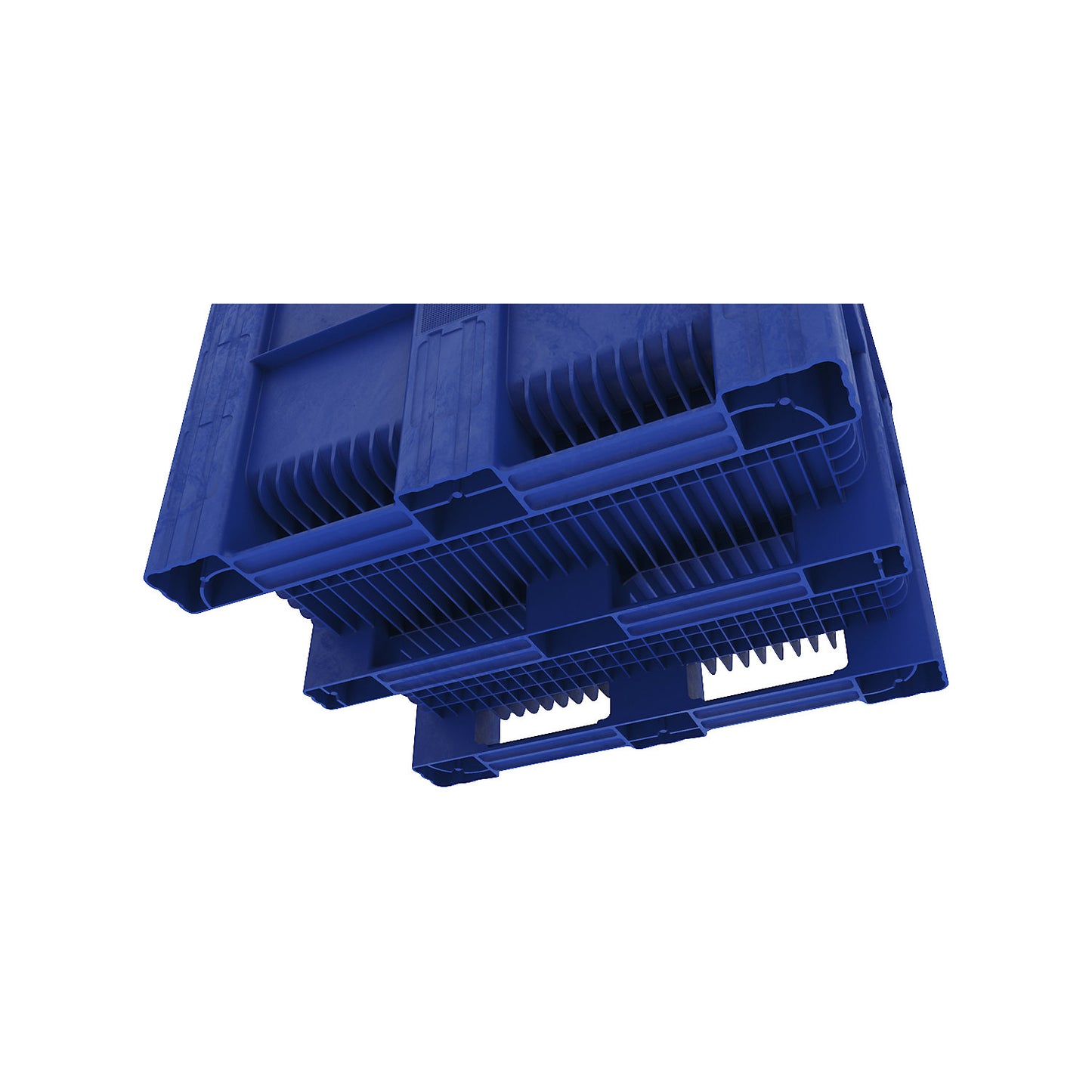 Polyethylene pallet box, capacity 600 l, model with 3 runners.