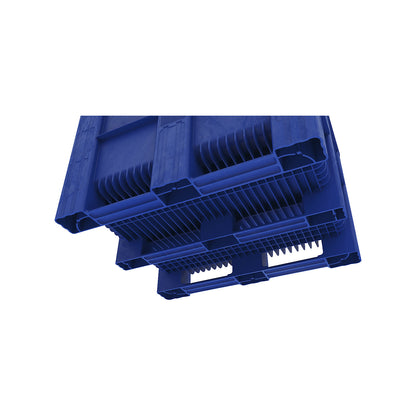 Polyethylene pallet box, capacity 600 l, model with 3 runners.