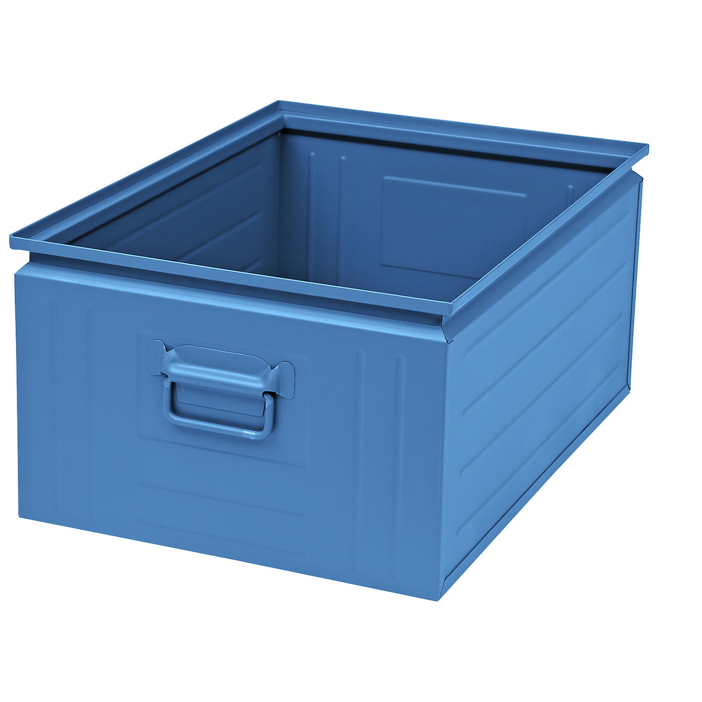 Stacking container made of sheet steel, capacity approx. 80 l, light blue RAL 5012.
