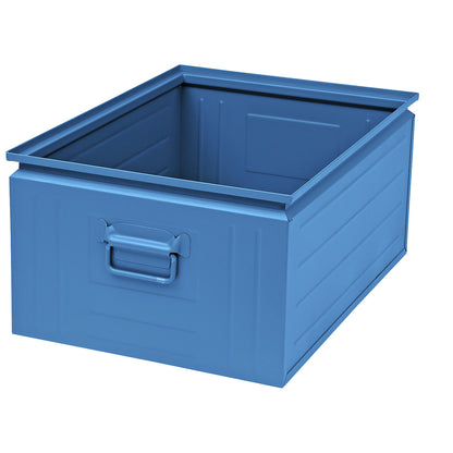 Stacking container made of sheet steel, capacity approx. 80 l, light blue RAL 5012.
