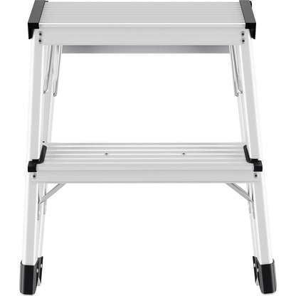 D60 StandardLine aluminium folding steps, double step folding steps, max. load 150 kg, 2 x 2 steps, step height 400 mm.