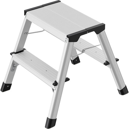 D60 StandardLine aluminium folding steps, double step folding steps, max. load 150 kg, 2 x 2 steps, step height 400 mm.