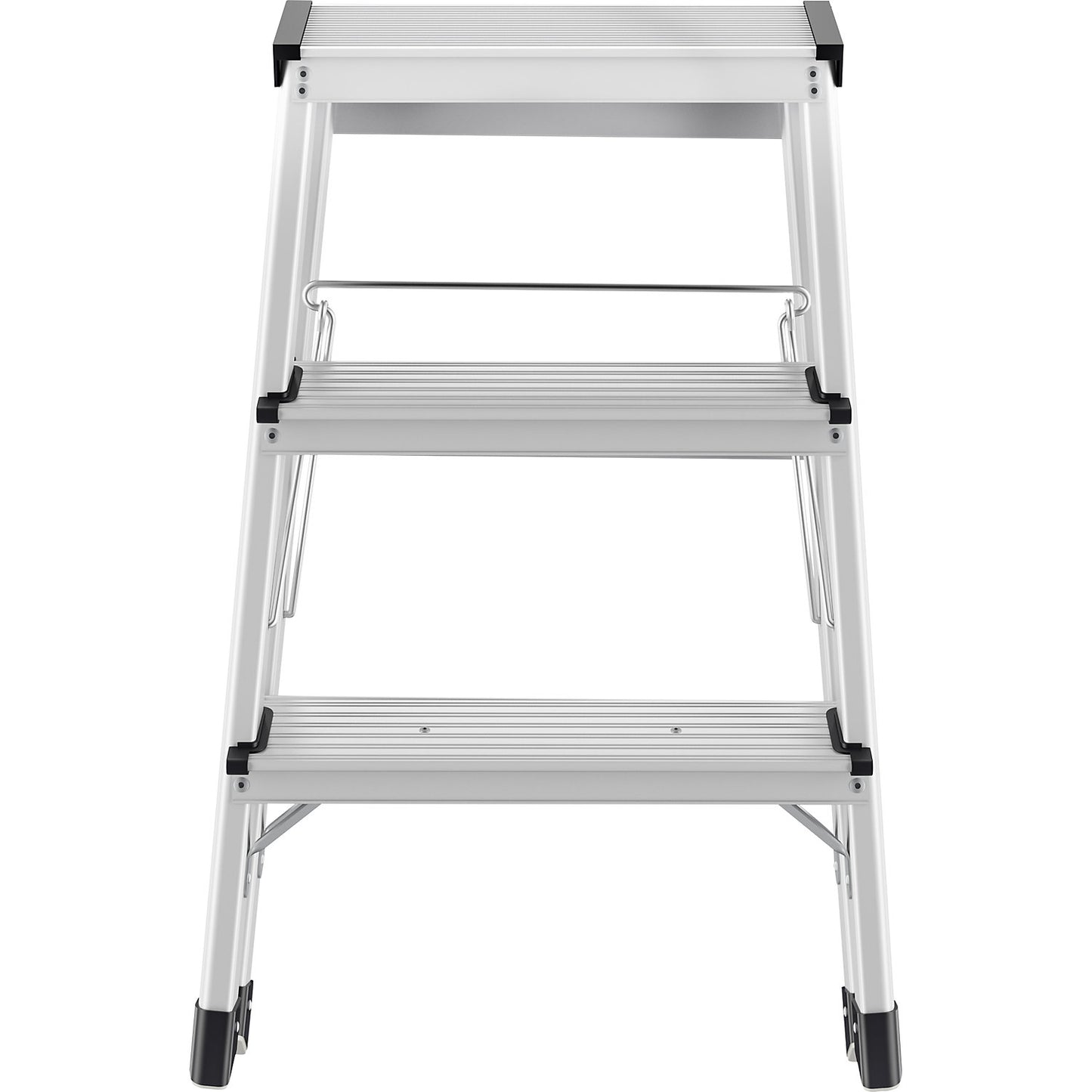 D60 StandardLine aluminium folding steps, double step folding steps, max. load 150 kg, 2 x 3 steps, step height 600 mm.