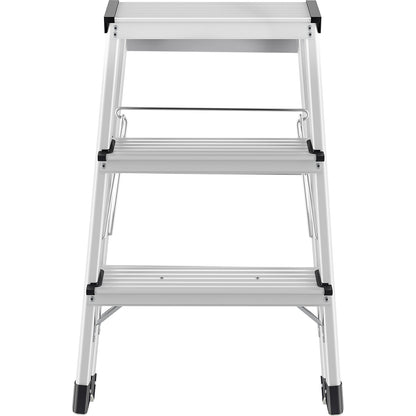 D60 StandardLine aluminium folding steps, double step folding steps, max. load 150 kg, 2 x 3 steps, step height 600 mm.