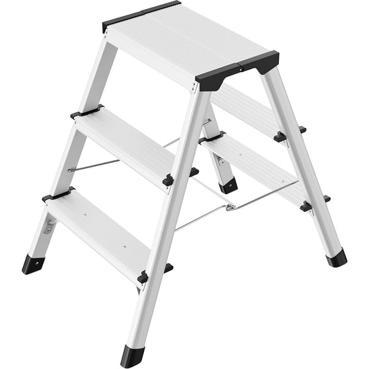 D60 StandardLine aluminium folding steps, double step folding steps, max. load 150 kg, 2 x 3 steps, step height 600 mm.