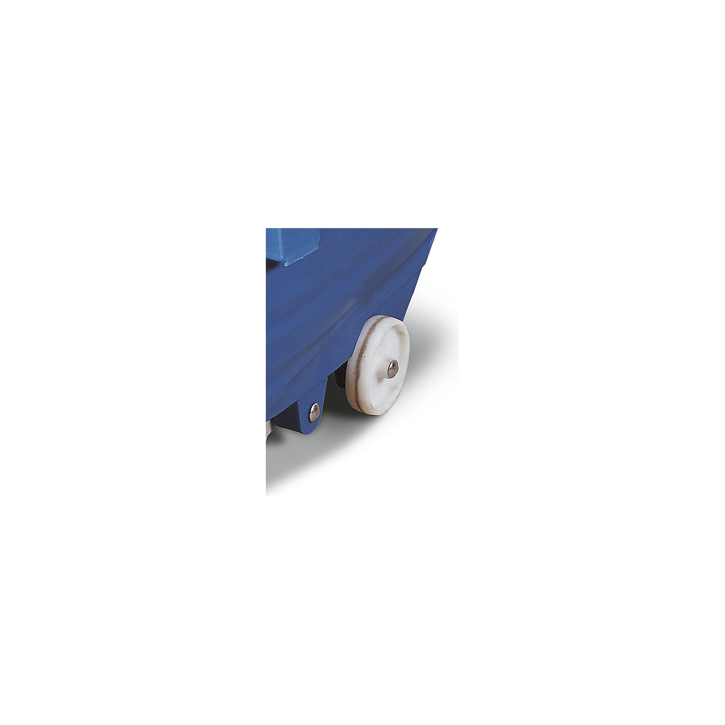 Tilting skip made of polyethylene, with forklift pockets and castors, capacity 1 m³, blue.