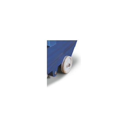 Tilting skip made of polyethylene, with forklift pockets and castors, capacity 1 m³, blue.