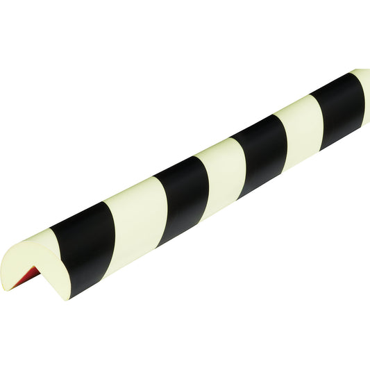 Knuffi® corner protection, type A, 1 m piece, black / long lasting photoluminescence.