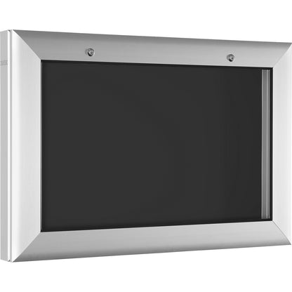 Display case for indoor and outdoor use, landscape format, for A2, door opens downwards 180°.