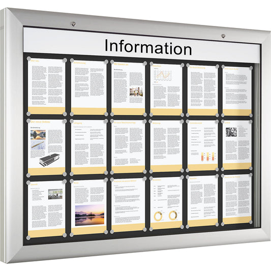 Display case for indoor and outdoor use, landscape format, for A0, door opens downwards 180°.