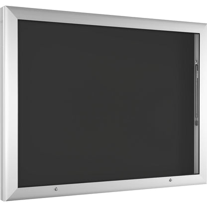 Display case for indoor and outdoor use, landscape format, for A0, door opens upwards 90°, rear panel colour charcoal.