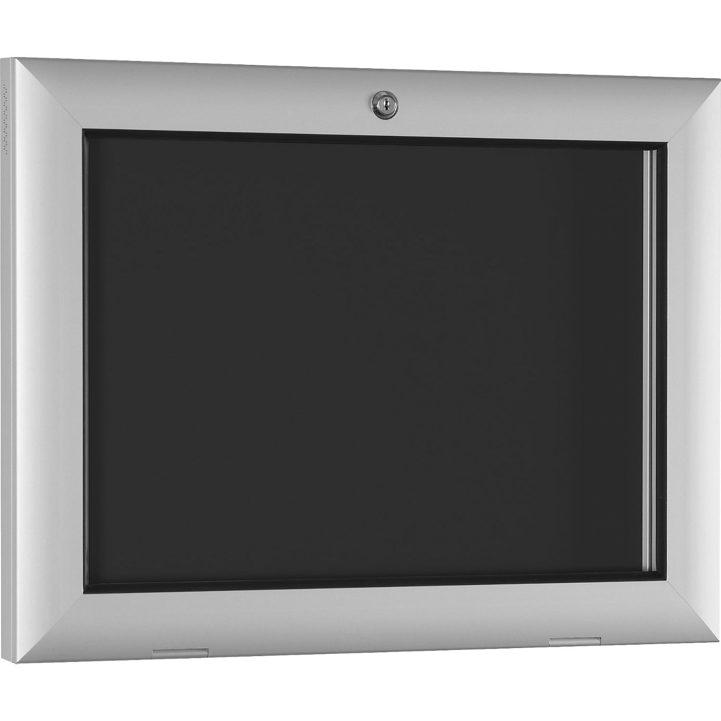 Display case for indoor and outdoor use, door opens downwards 180°, for A3, rear panel charcoal RAL 7016.