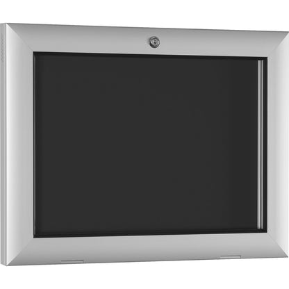 Display case for indoor and outdoor use, door opens downwards 180°, for A3, rear panel charcoal RAL 7016.