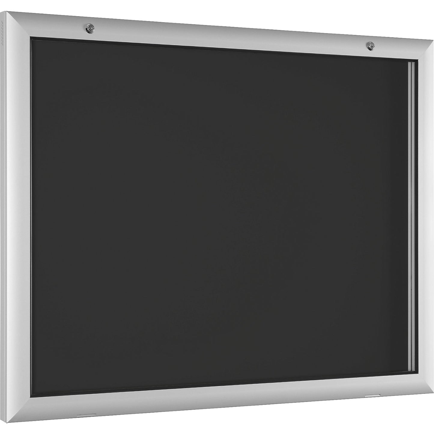 Display case for indoor and outdoor use, door opens downwards 180°, for A1, rear panel charcoal RAL 7016.