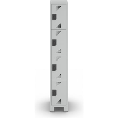Bremen 4-fold compartment locker, 1 compartment, light grey, width 300 mm, 4 compartments.