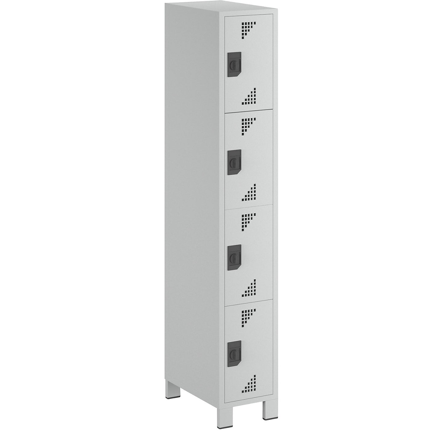 Bremen 4-fold compartment locker, 1 compartment, light grey, width 300 mm, 4 compartments.