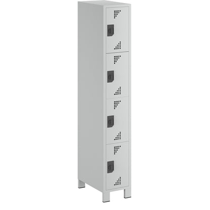 Bremen 4-fold compartment locker, 1 compartment, light grey, width 300 mm, 4 compartments.