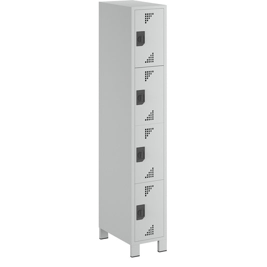 Bremen 4-fold compartment locker, 1 compartment, light grey, width 300 mm, 4 compartments.