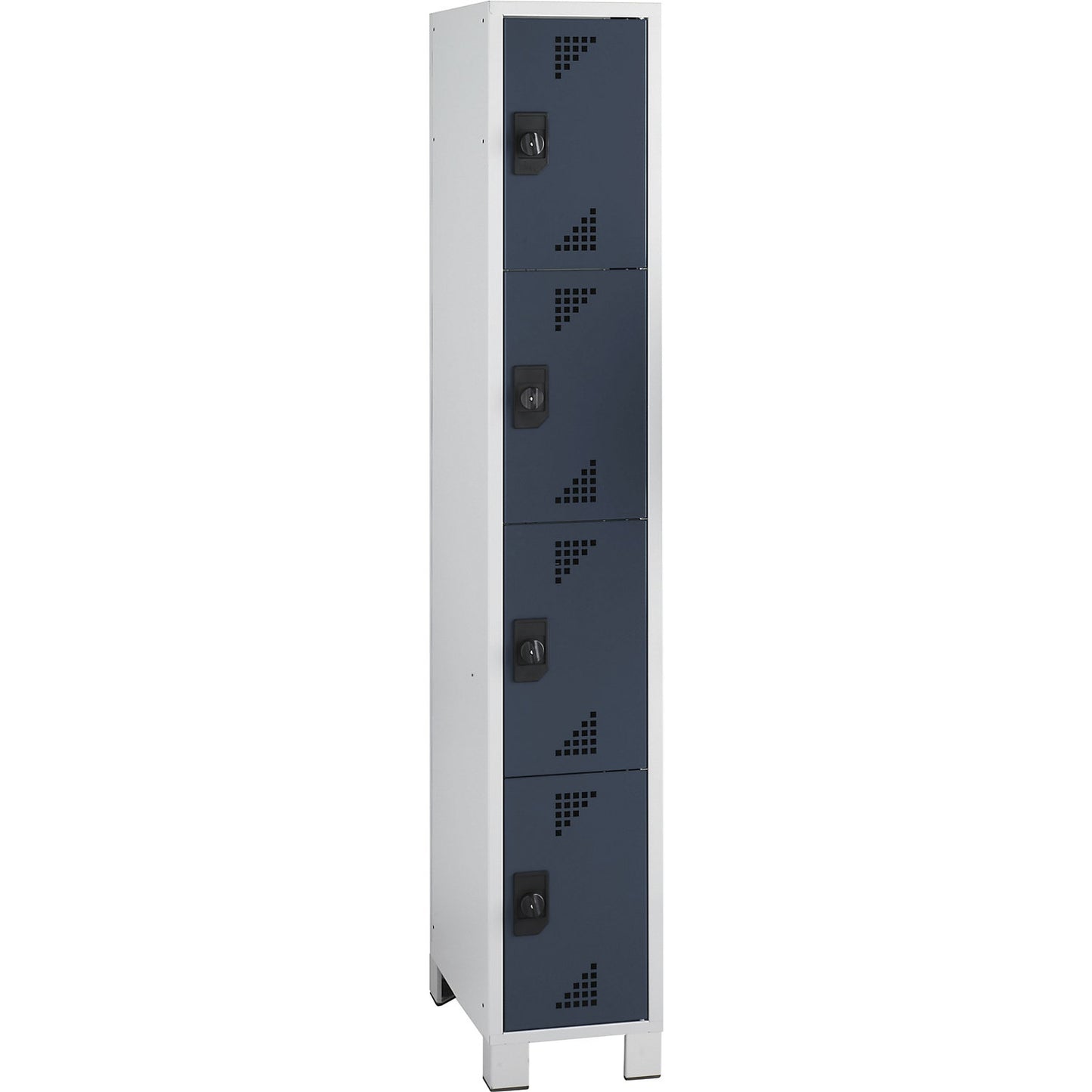 Bremen 4-fold compartment locker, 1 compartment, light grey / charcoal, width 300 mm, 4 compartments.