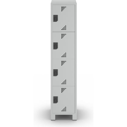 Bremen 4-fold compartment locker, 1 compartment, light grey, width 400 mm, 4 compartments.