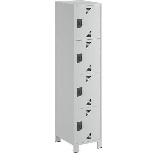 Bremen 4-fold compartment locker, 1 compartment, light grey, width 400 mm, 4 compartments.
