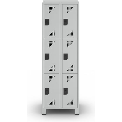 Bremen 4-fold compartment locker, 2 compartments, light grey, width 600 mm, 8 compartments.
