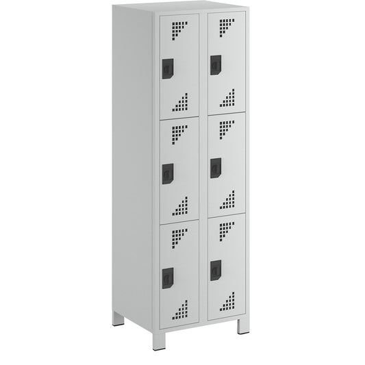 Bremen 4-fold compartment locker, 2 compartments, light grey, width 600 mm, 8 compartments.
