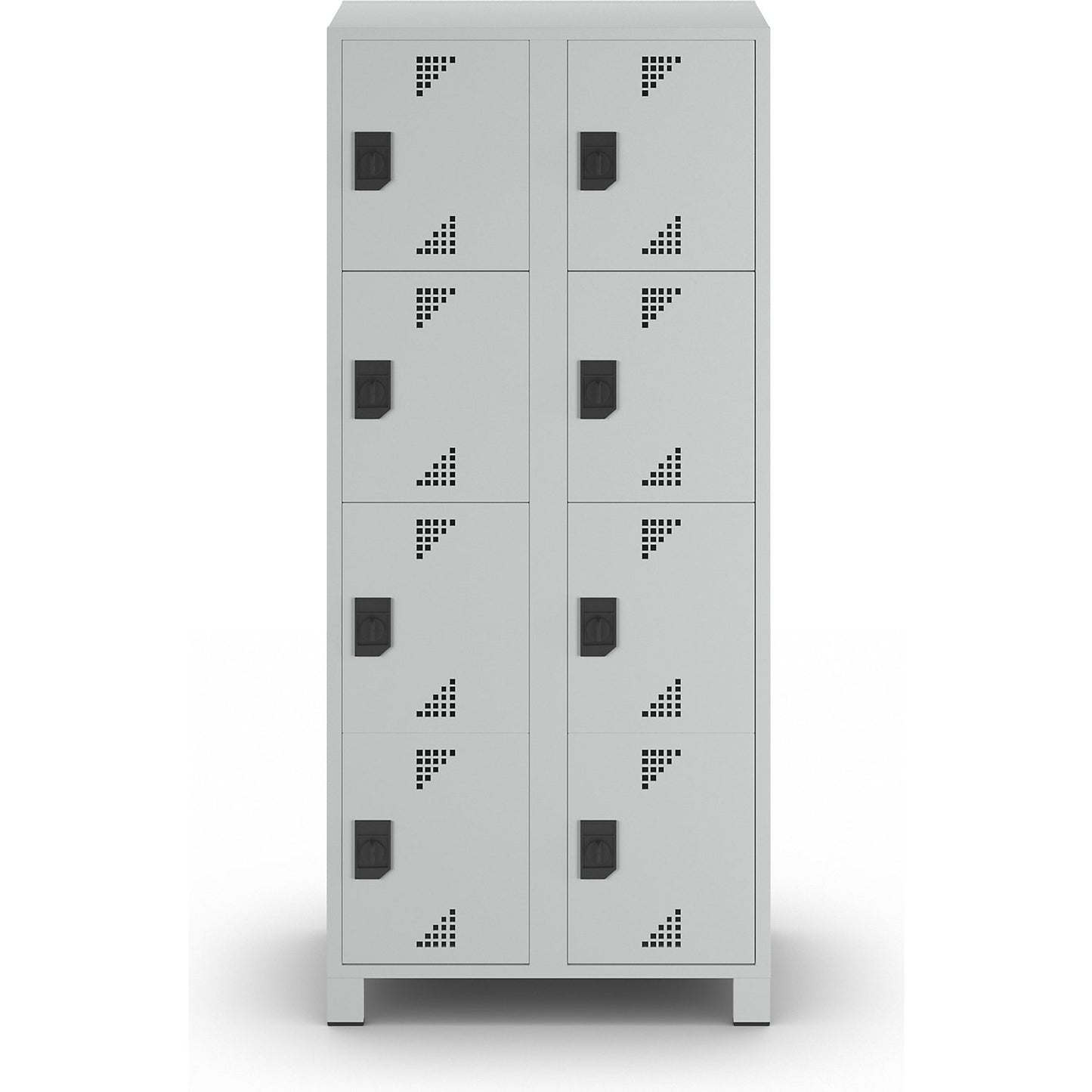 Bremen 4-fold compartment locker, 2 compartments, light grey, width 800 mm, 8 compartments.