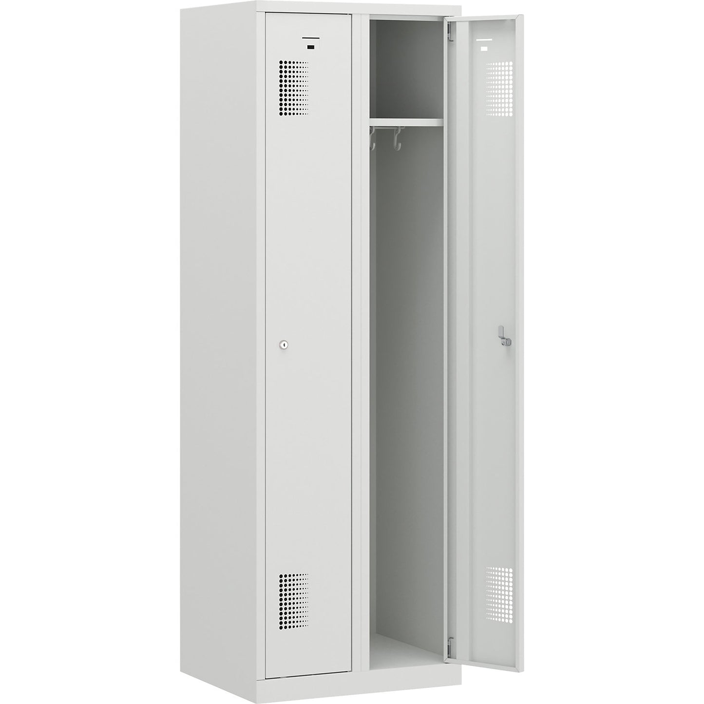 Amsterdam locker, 2 compartments, light grey, width 600 mm, cylinder lock.