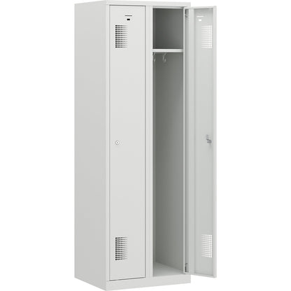Amsterdam locker, 2 compartments, light grey, width 600 mm, cylinder lock.