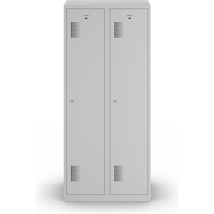 Amsterdam locker, 2 compartments, light grey, width 800 mm, cylinder lock.