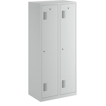 Amsterdam locker, 2 compartments, light grey, width 800 mm, cylinder lock.