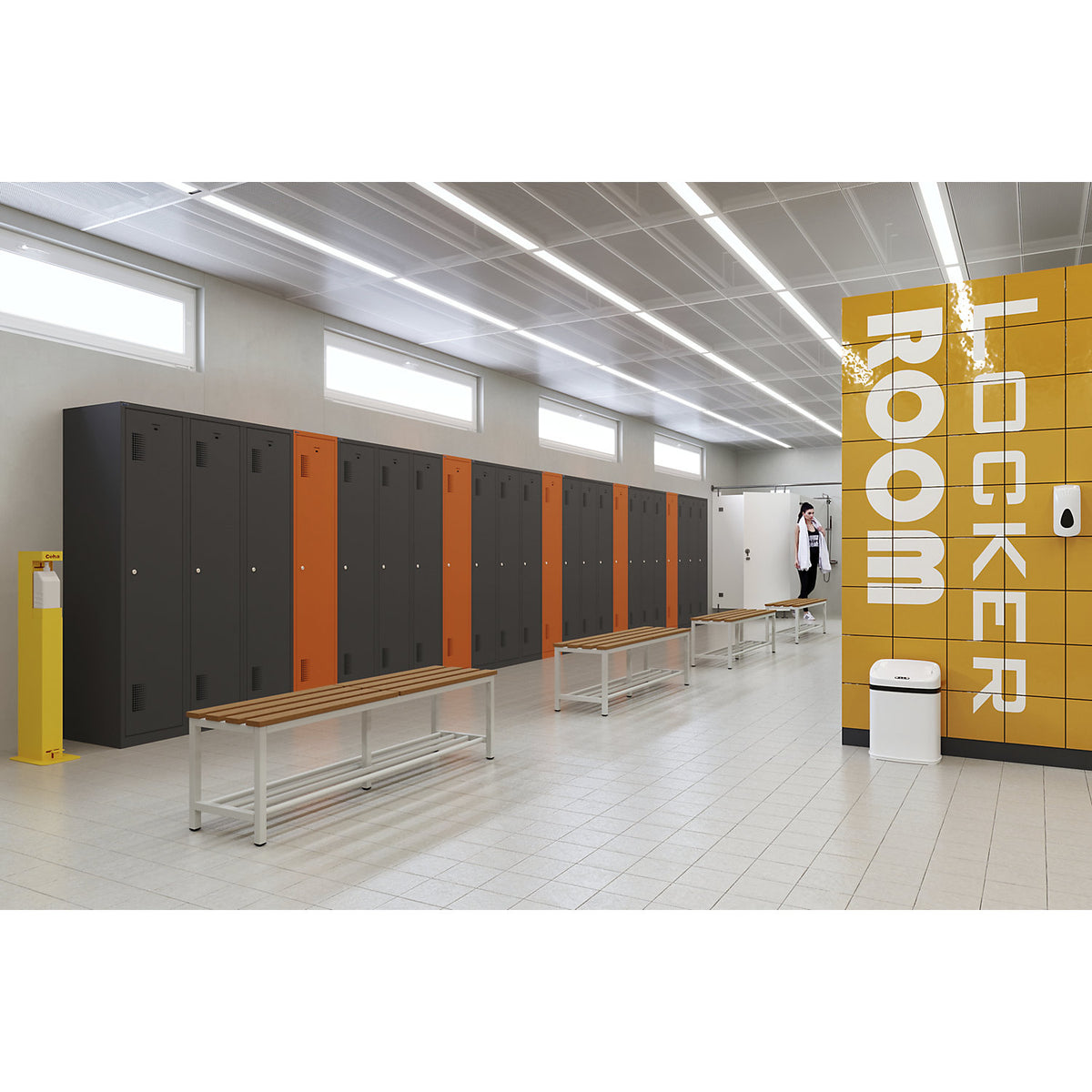 Amsterdam locker, 2 compartments, light grey / basalt grey, width 800 mm, cylinder lock.