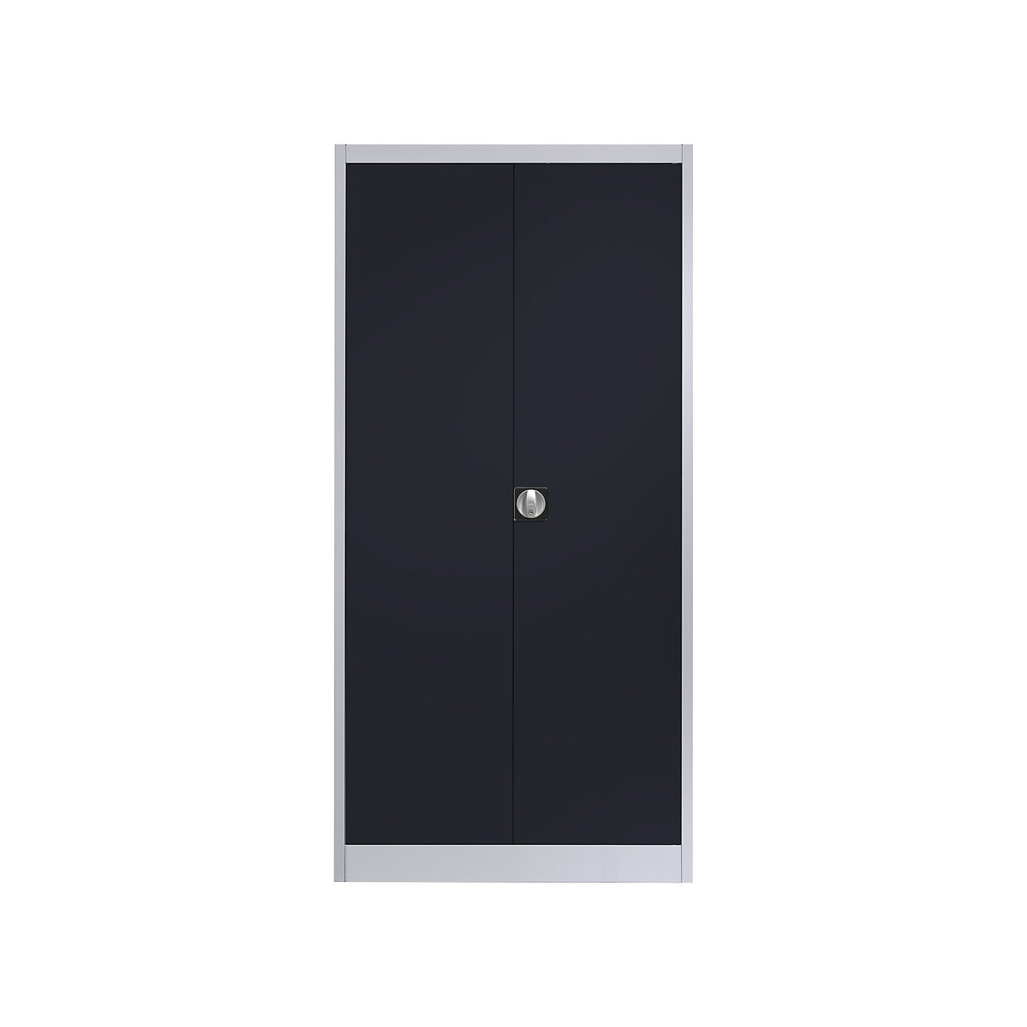 Steel cabinet with double doors, 4 shelves, D 420 mm, white aluminium / charcoal.