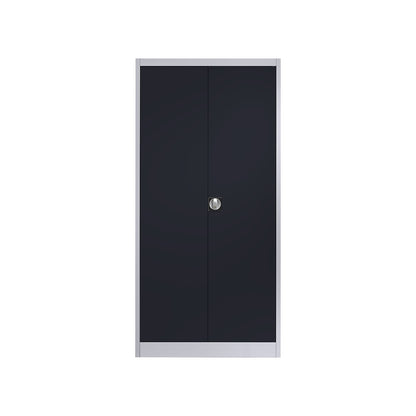Steel cabinet with double doors, 4 shelves, D 420 mm, white aluminium / charcoal.